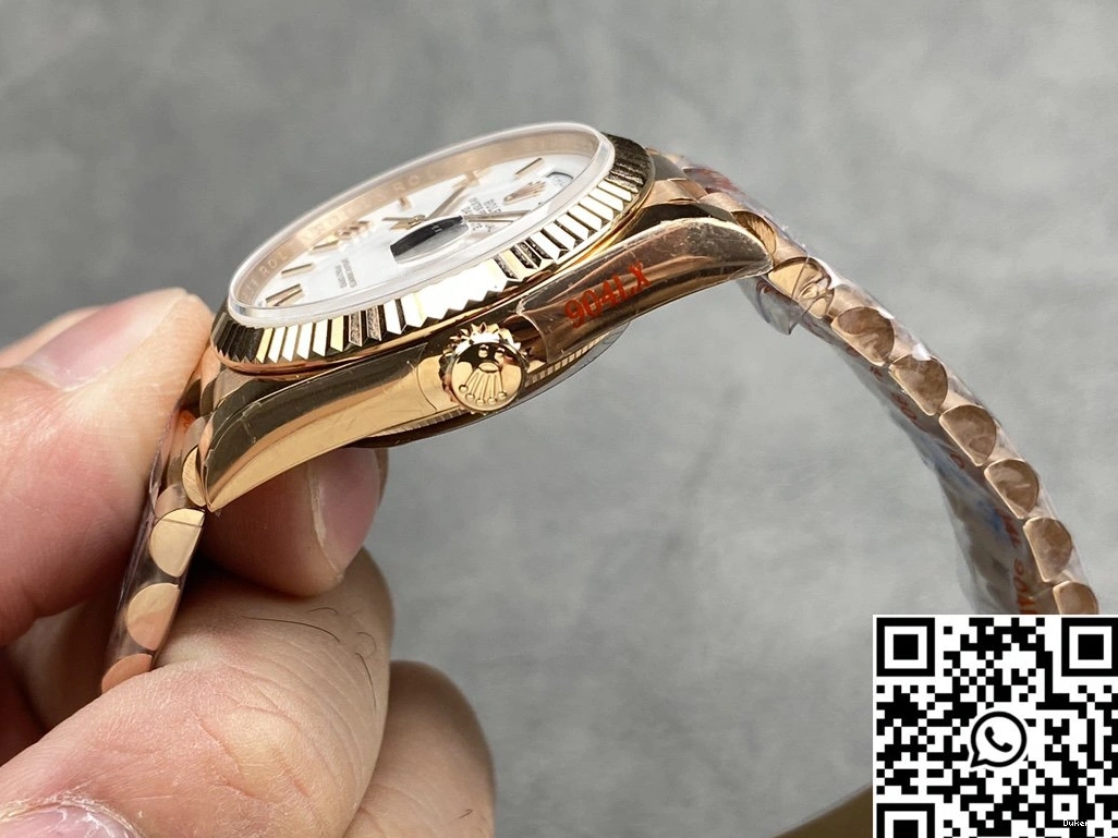 Steel M128235 White 36mm Rose Dial v5 Date QF Rolex Gold Day Factory Tungsten 0112